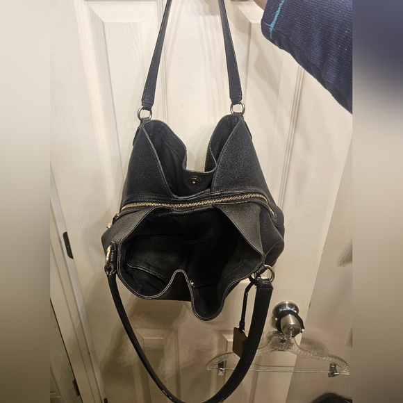 Coach edie black leather handbag shoulderbag purse - Picture 7 of 16